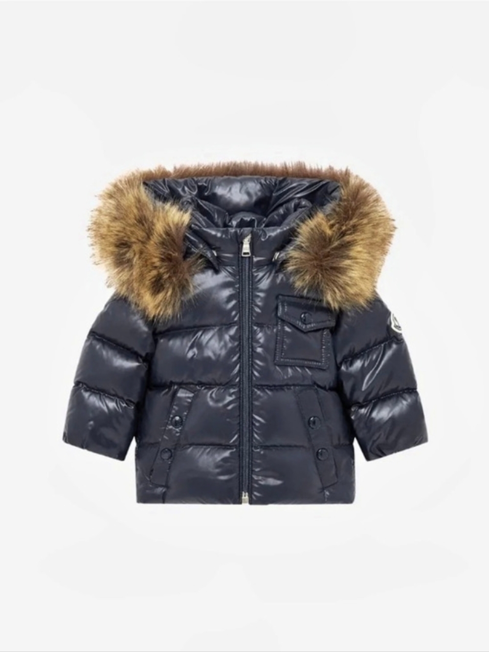 Moncler Kids' Badyf Down Jacket with Faux Fur Trim